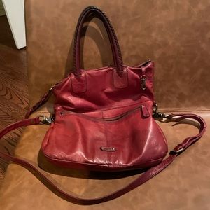 Frye red leather crossbody